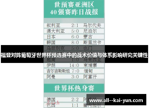 福登对阵葡萄牙世界杯预选赛中的战术价值与体系影响研究关键性